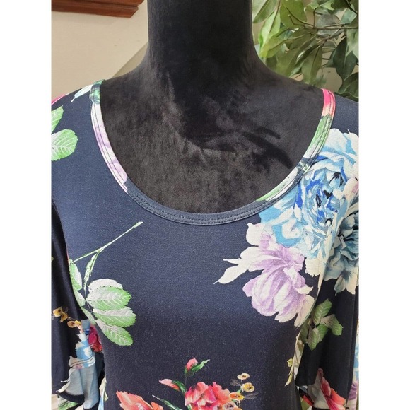 Karen Kane Wild Flower Garden Rose Cold Shoulder Viscose Knee Length Dress Large - Picture 5 of 14